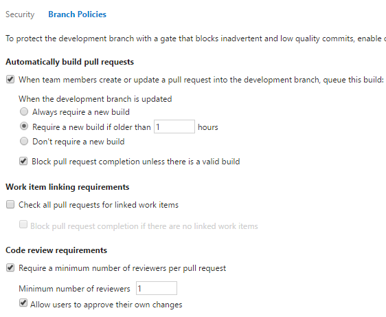 Branch Policies in VSTS